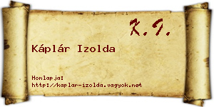Káplár Izolda névjegykártya
